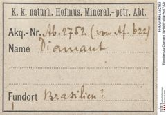 Etiketten zu Diamant (NHMW-MIN-Ab2752)